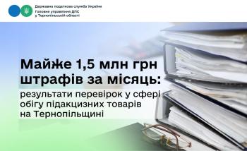Майже 1,5 млн грн штрафів за місяць: результати перевірок у сфері обігу підакцизних товарів на Тернопільщині