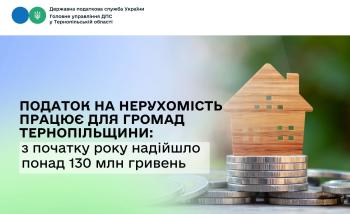 Податок на нерухомість працює для громад Тернопільщини: з початку року надійшло понад 130 млн гривень