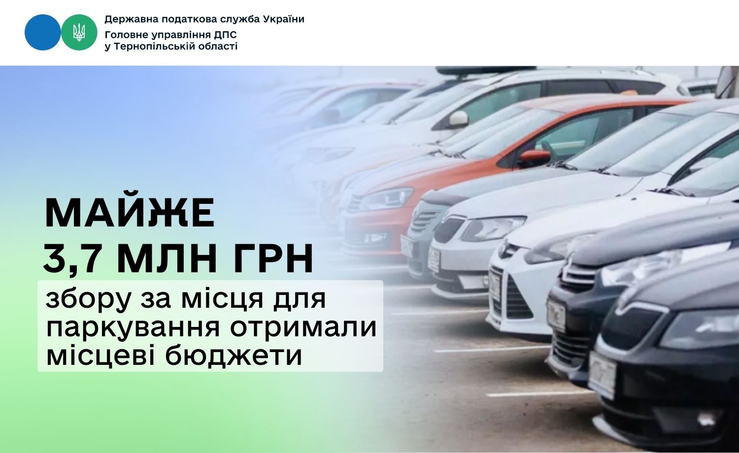 Майже 3,7 млн грн збору за місця для паркування отримали місцеві бюджети